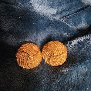 VINTAGE Napier Elegant Gold-Tone Woven Post Earrings